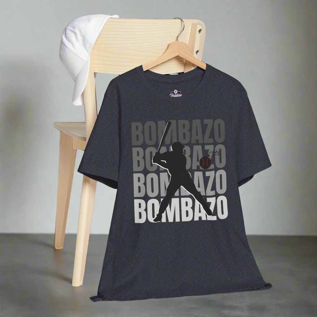Black t-shirt with graphic design and text on a gray background
