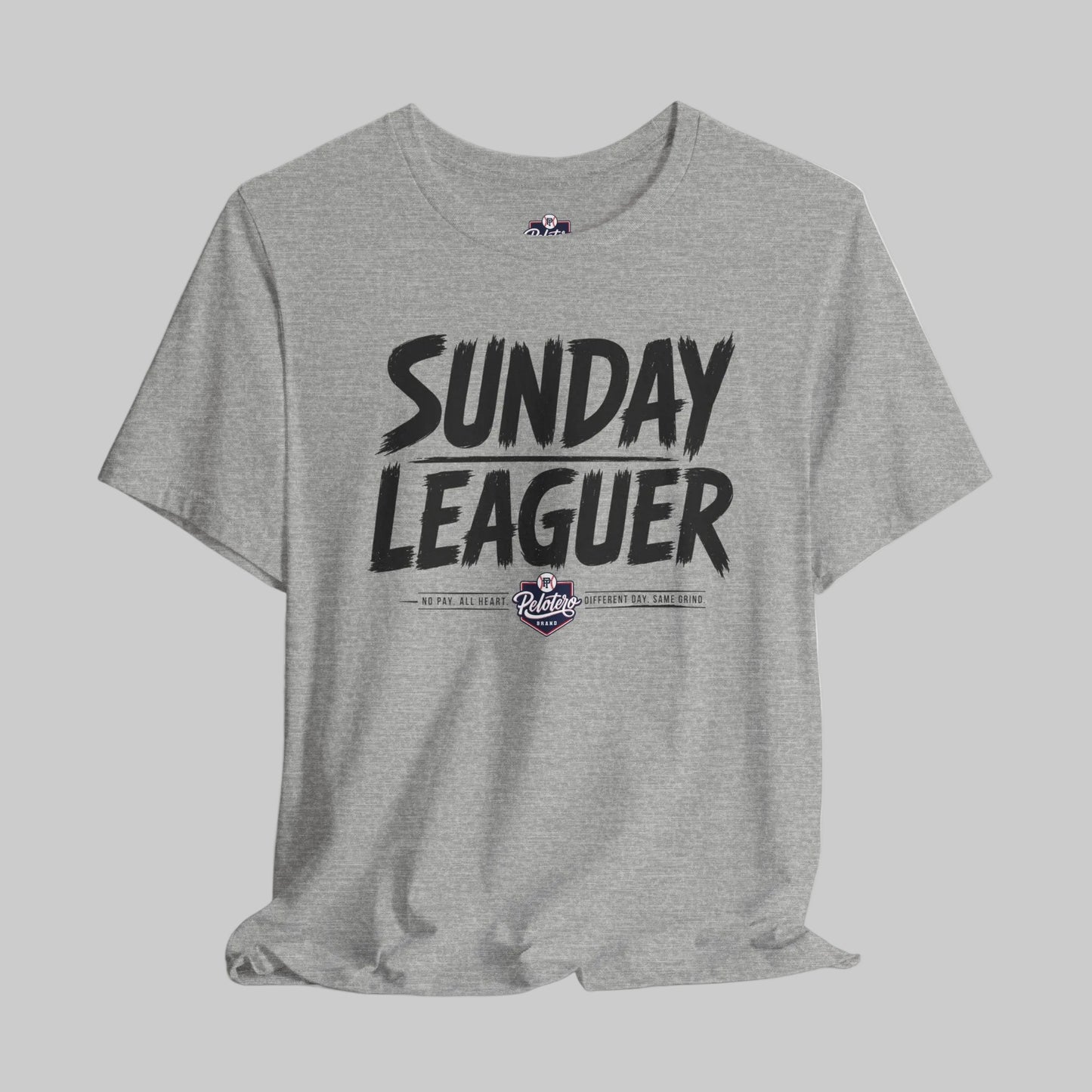 Gray t-shirt with a black graphic design on a white background
