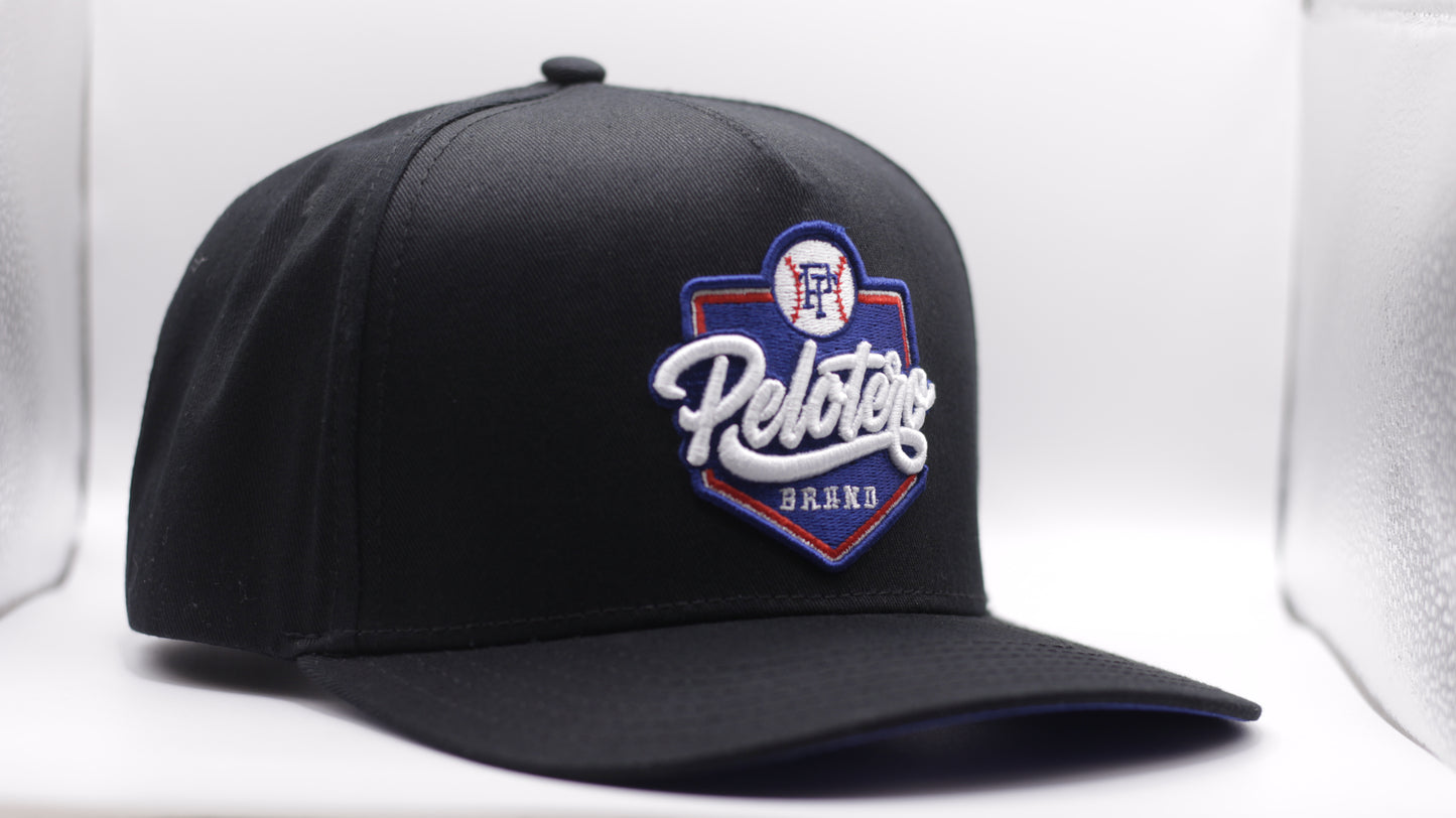 Pelotero Brand Logo Snapback - Black With Blue Bottom Brim