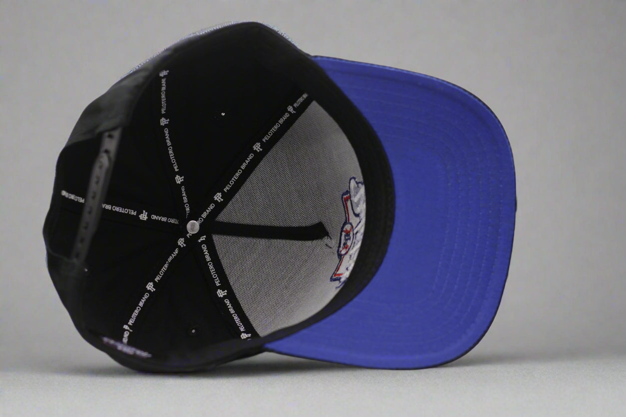 Pelotero Brand Logo Snapback - Black With Blue Bottom Brim