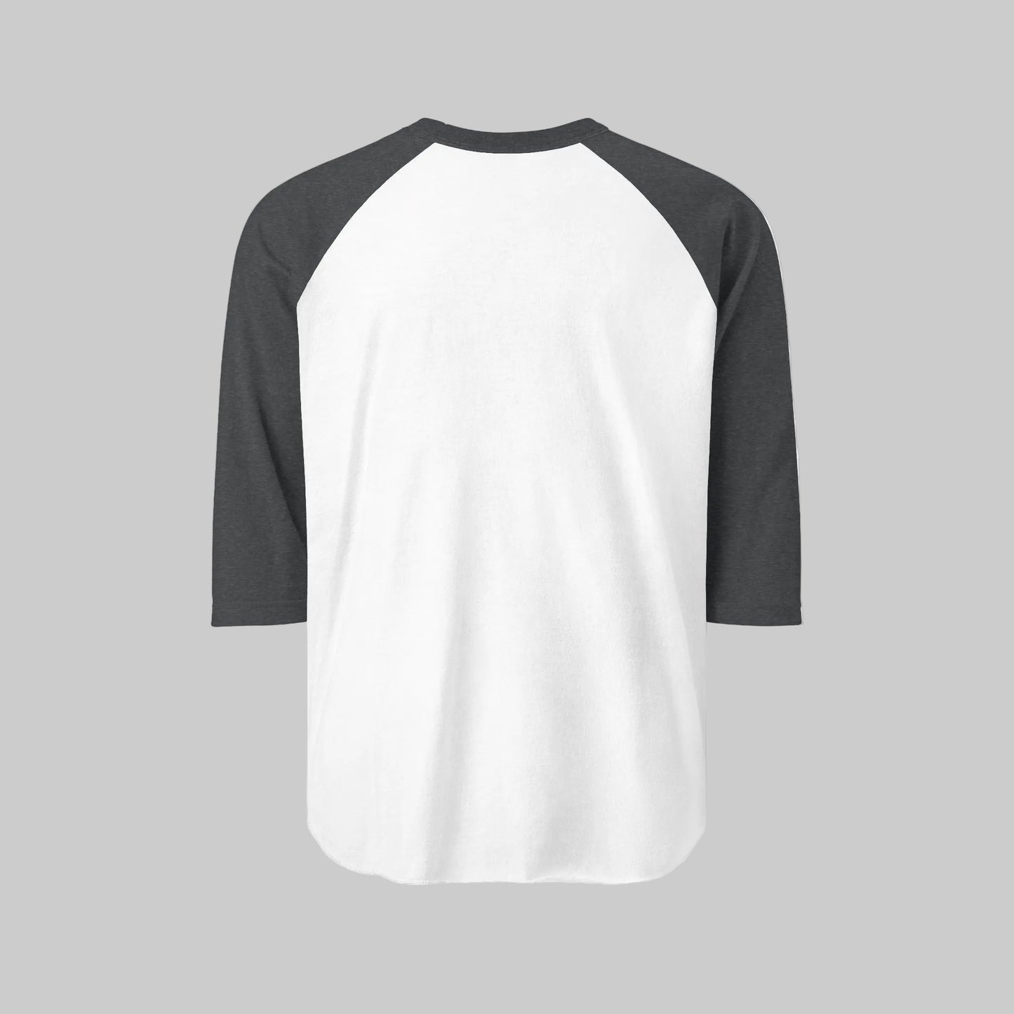 White baseball shirt with black sleeves on a white background
