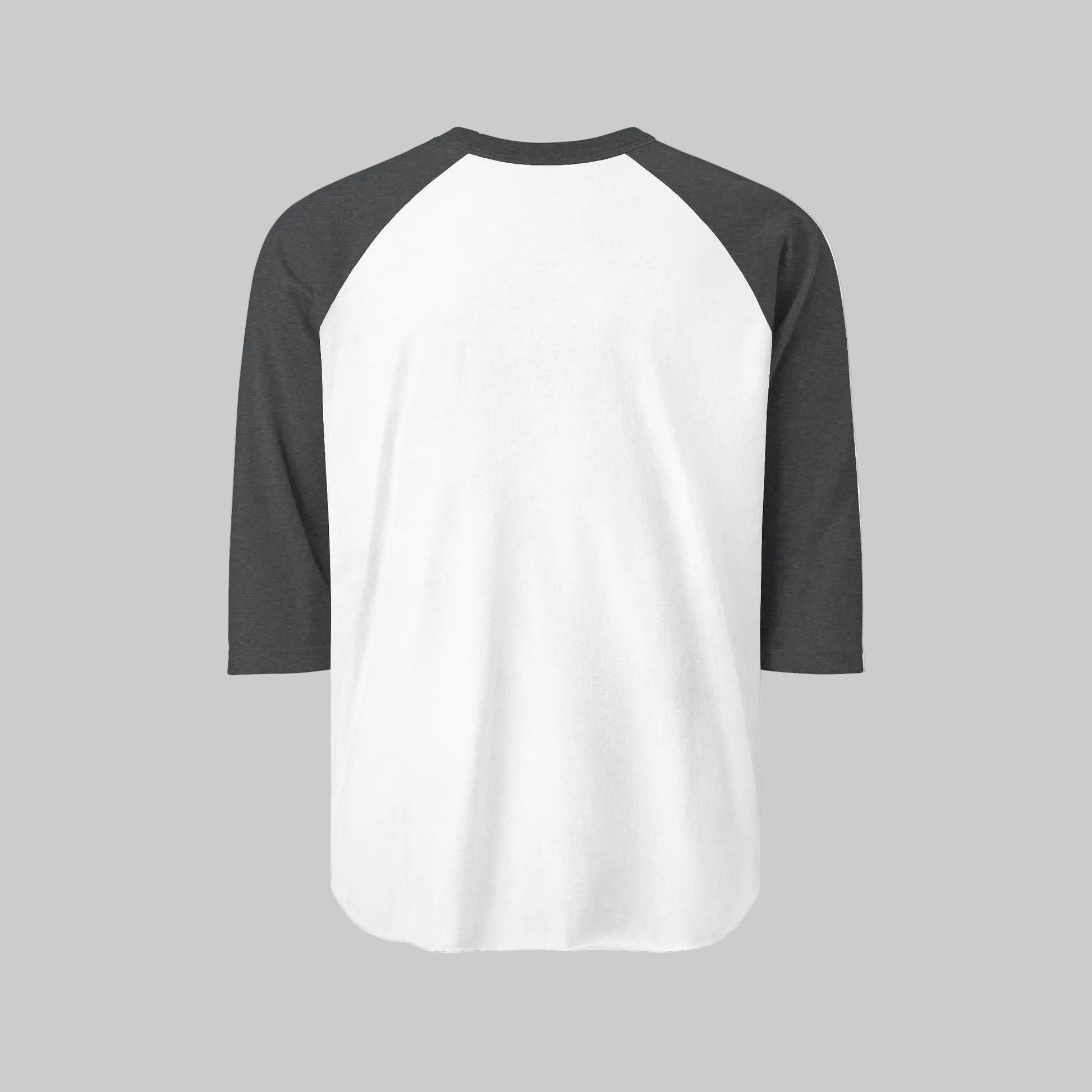 White baseball shirt with black sleeves on a white background