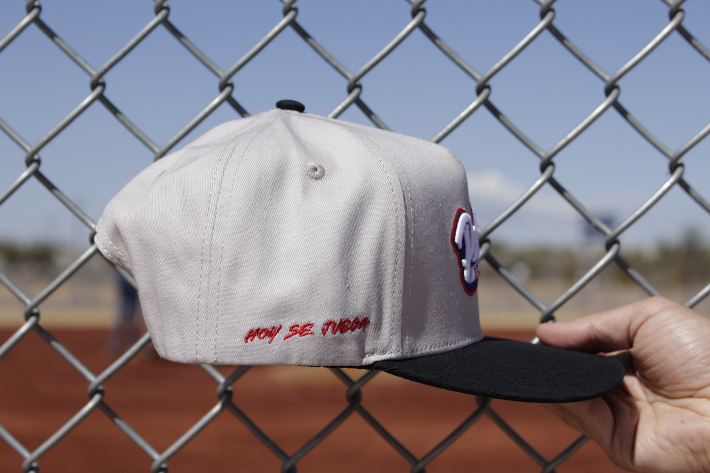 Pelotero Brand Logo- Hoy Se Juega Snapback - Grey with Black Brim
