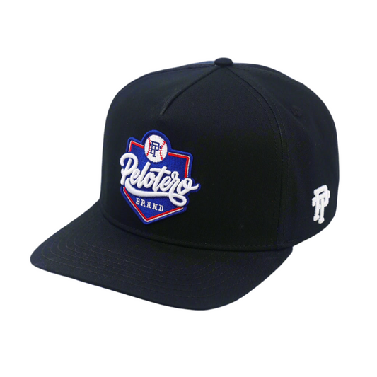 Pelotero Brand Logo Snapback - Black With Blue Bottom Brim